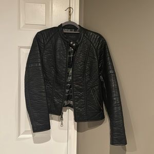 Black Bomber in Faux Leather